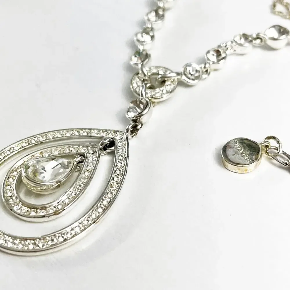 Givenchy Silver Crystal Teardrop Necklace - Picture 6 of 9